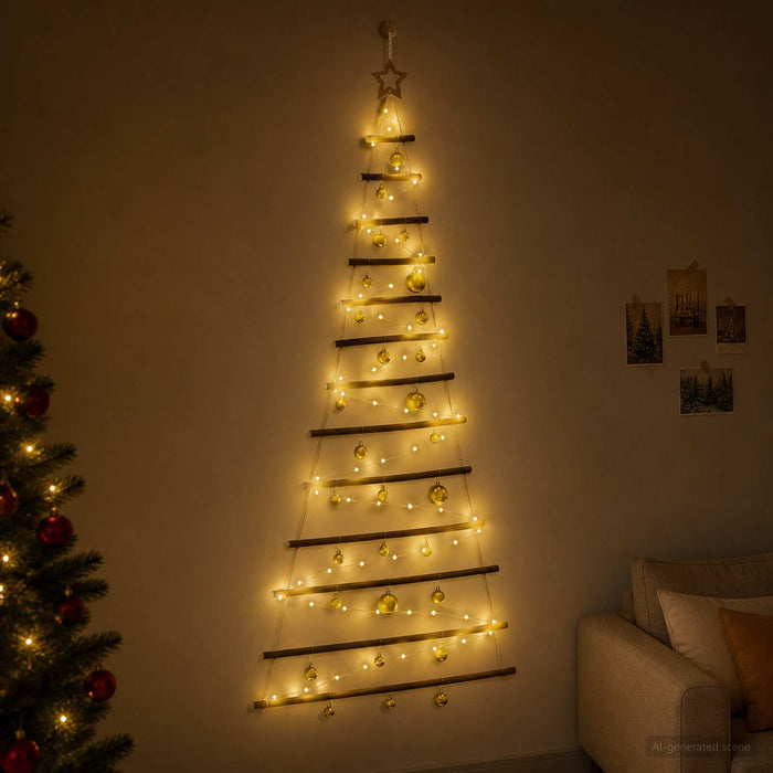 Brad de Crăciun suspendat cu globuri 180 cm 100 LED-uri - WALTI WALTI