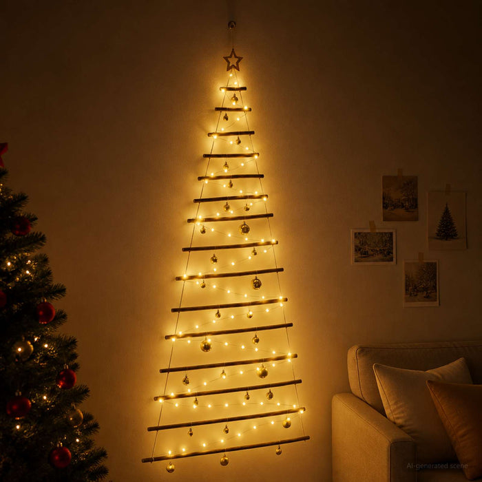 Brad de Crăciun suspendat cu globuri 210 cm 130 LED-uri - WALTI WALTI