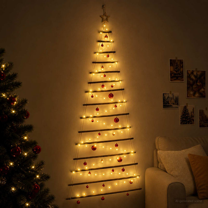 Brad de Crăciun suspendat cu globuri 210 cm 130 LED-uri - WALTI WALTI