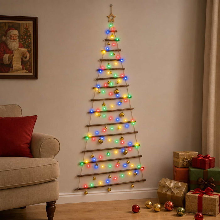 Brad de Crăciun suspendat cu globuri 210 cm 130 LED-uri - WALTI WALTI