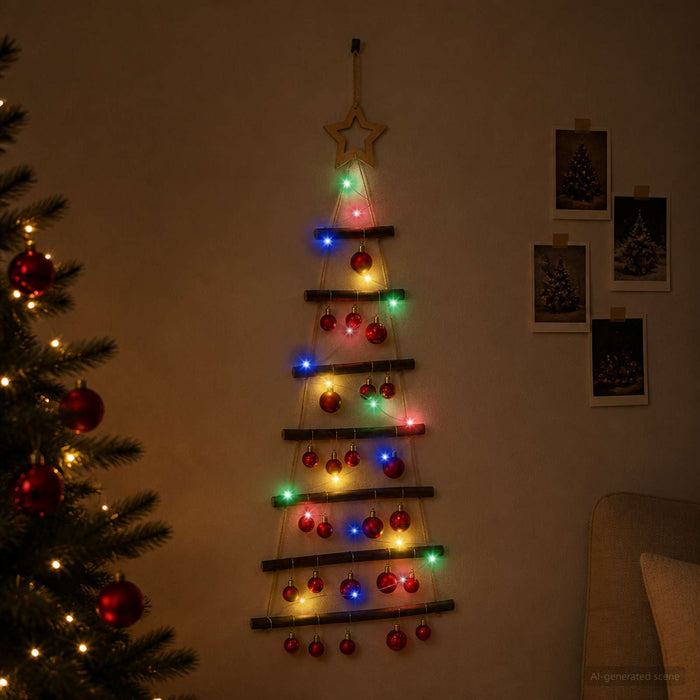 Brad de Crăciun suspendat cu globuri 90 cm 30 LED-uri - WALTI WALTI