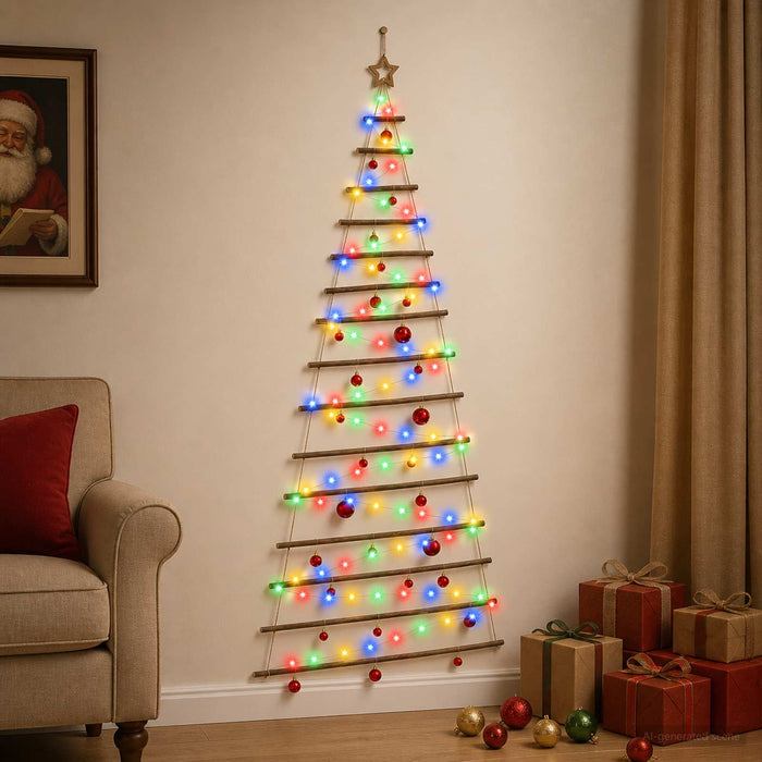 Brad de Crăciun suspendat cu globuri 210 cm 130 LED-uri - WALTI WALTI