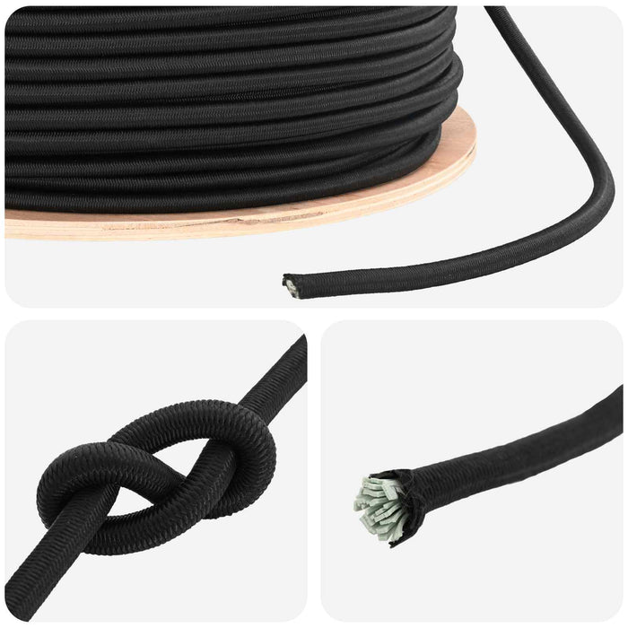 Cords bungee 10 mm Negru PP și cauciuc WALTI