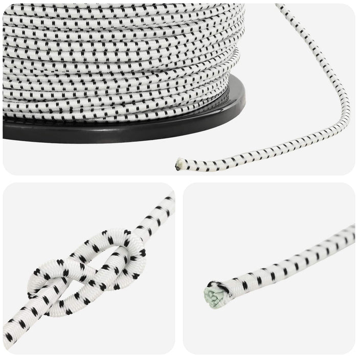 Cords bungee 4 mm Negru și Alb PP și cauciuc WALTI