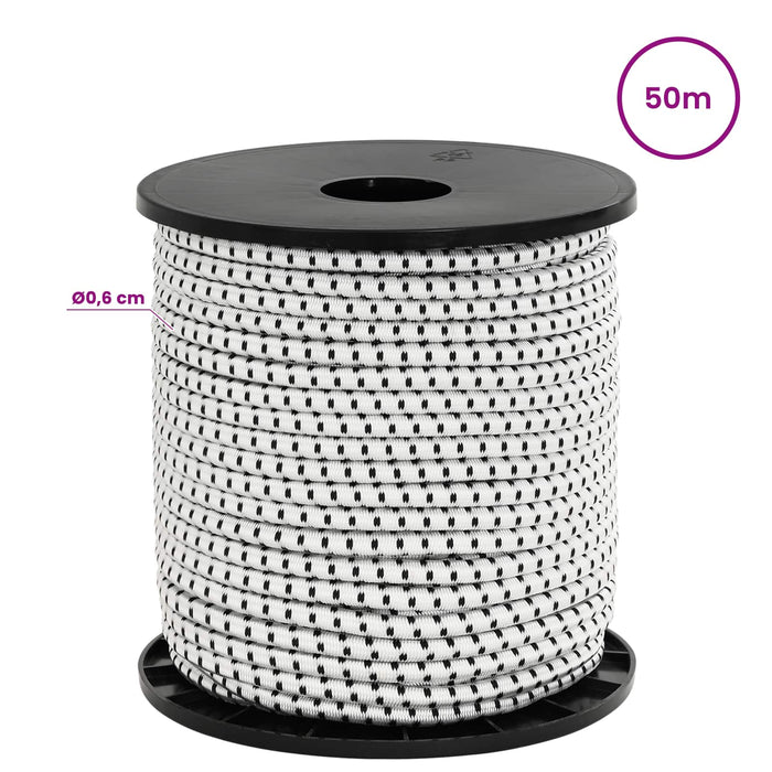 Cords bungee 6 mm Negru și Alb PP și cauciuc WALTI