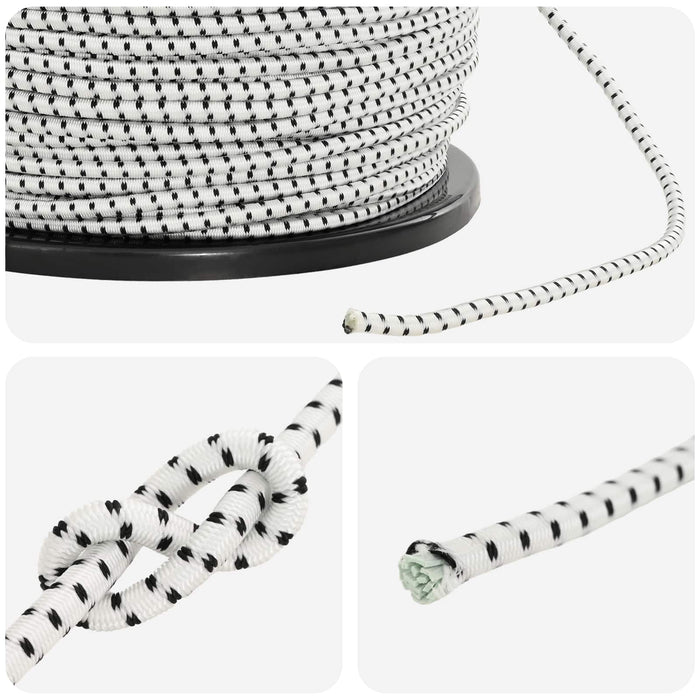 Cords bungee 6 mm Negru și Alb PP și cauciuc WALTI