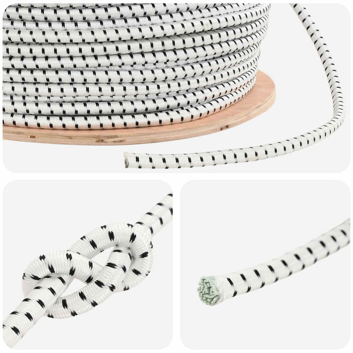 Cords bungee 10 mm Negru și Alb PP și cauciuc WALTI