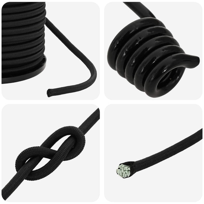 Cords bungee cu cârlige 4 mm Negru PP și cauciuc WALTI