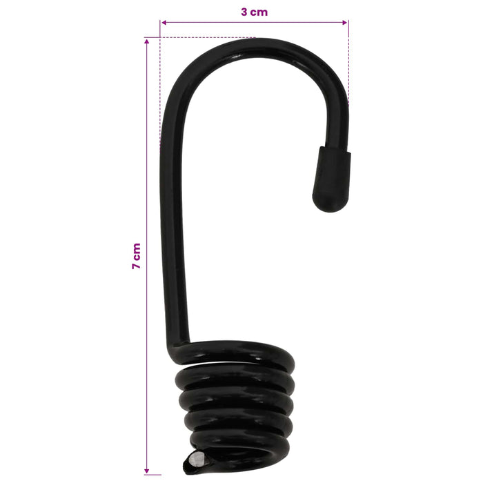 Cords bungee cu cârlige 4 mm Negru PP și cauciuc WALTI