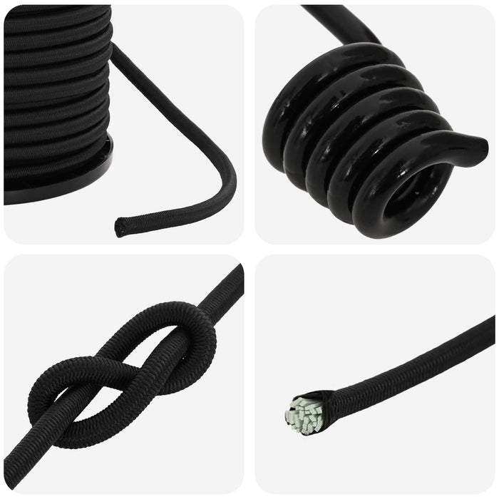 Cords bungee cu cârlige 6 mm Negru PP și cauciuc WALTI