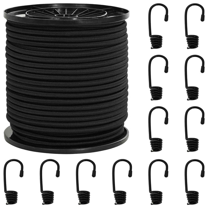 Cords bungee cu cârlige 6 mm Negru PP și cauciuc WALTI