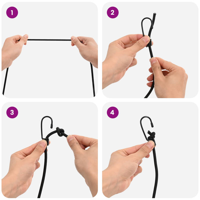 Cords bungee cu cârlige 6 mm Negru PP și cauciuc WALTI