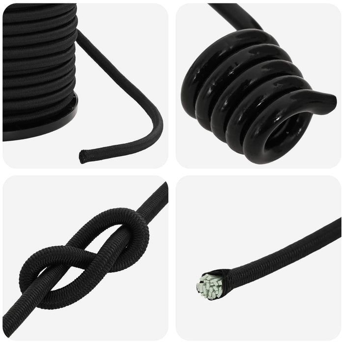 Cords bungee cu cârlige 6 mm Negru PP și cauciuc WALTI