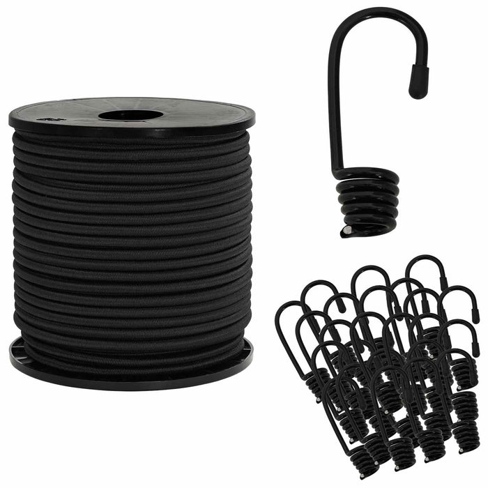 Cords bungee cu cârlige 6 mm Negru PP și cauciuc WALTI