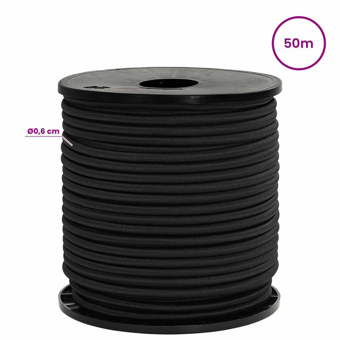 Cords bungee cu cârlige 6 mm Negru PP și cauciuc WALTI