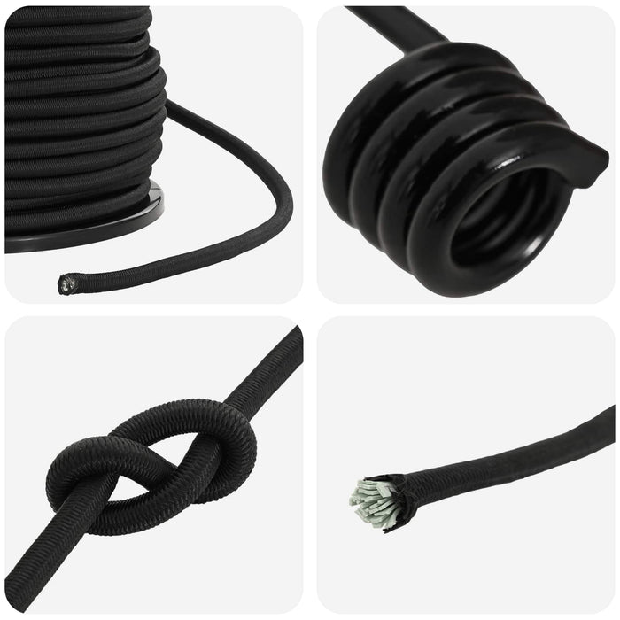Cords bungee cu cârlige 8 mm Negru PP și cauciuc WALTI
