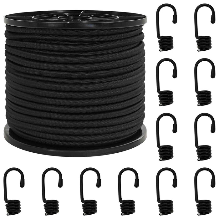 Cords bungee cu cârlige 8 mm Negru PP și cauciuc WALTI