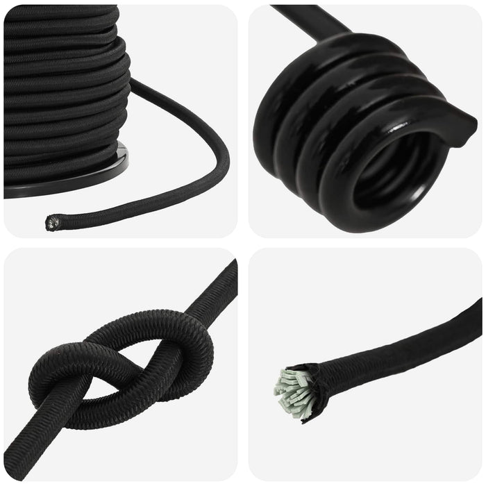 Cords bungee cu cârlige 10 mm Negru PP și cauciuc WALTI