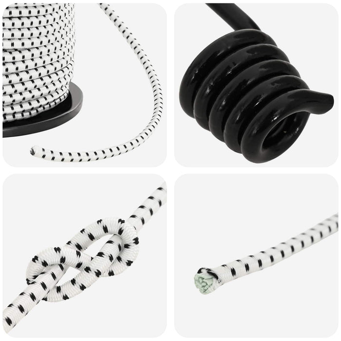 Cords bungee cu cârlige 4 mm Negru și Alb PP și cauciuc WALTI