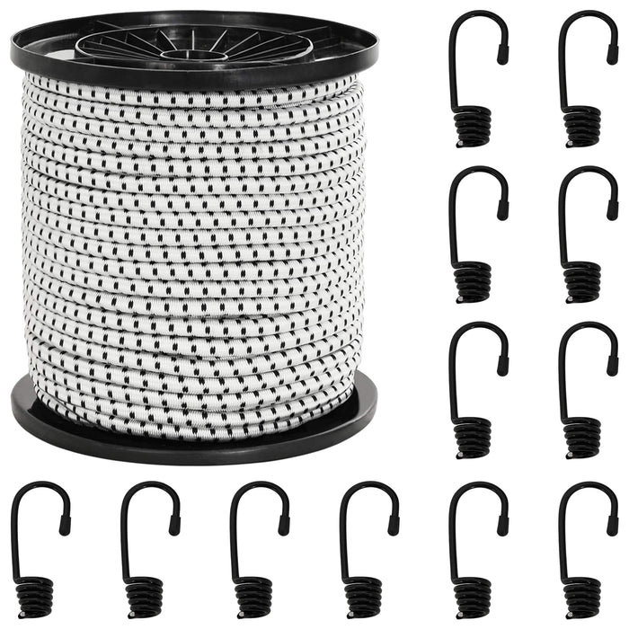 Cords bungee cu cârlige 4 mm Negru și Alb PP și cauciuc WALTI