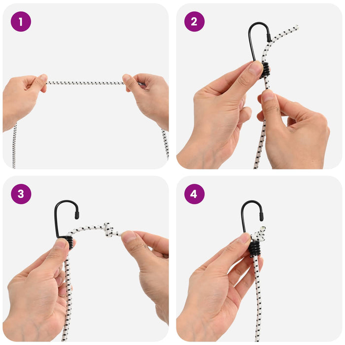 Cords bungee cu cârlige 4 mm Negru și Alb PP și cauciuc WALTI