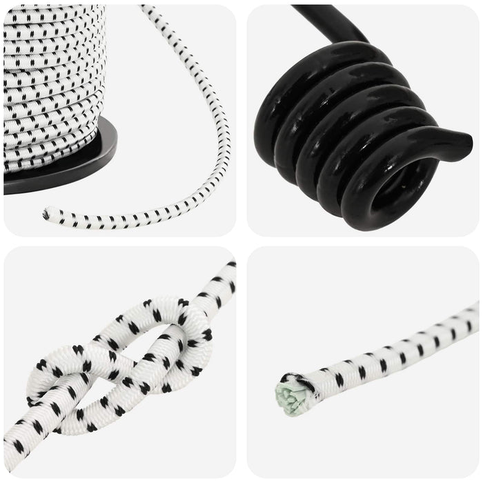 Cords bungee cu cârlige 6 mm Negru și Alb PP și cauciuc WALTI