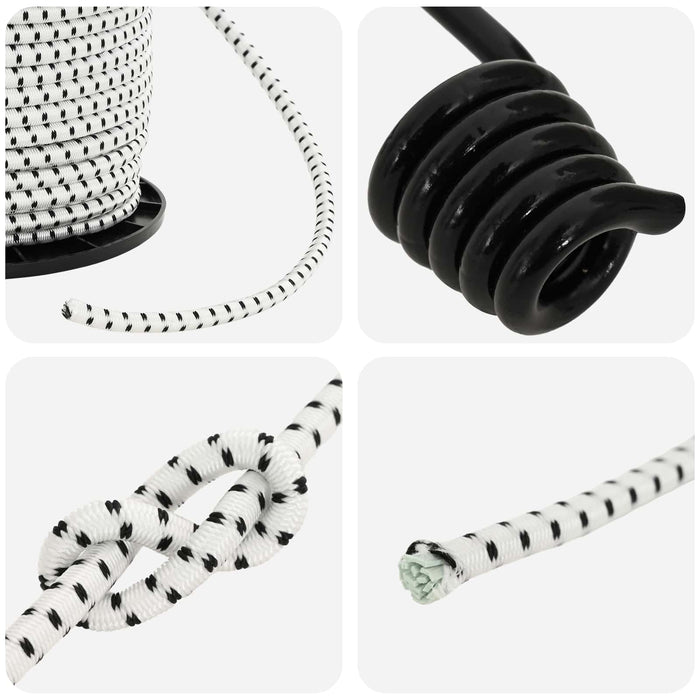 Cords bungee cu cârlige 6 mm Negru și Alb PP și cauciuc WALTI