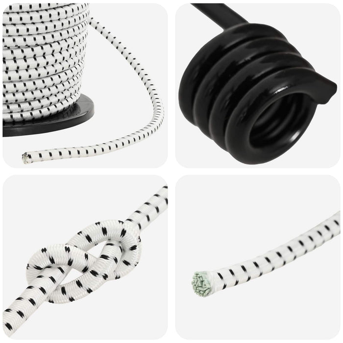 Cords bungee cu cârlige 8 mm Negru și Alb PP și cauciuc WALTI