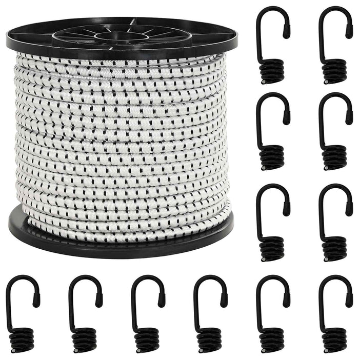 Cords bungee cu cârlige 8 mm Negru și Alb PP și cauciuc WALTI