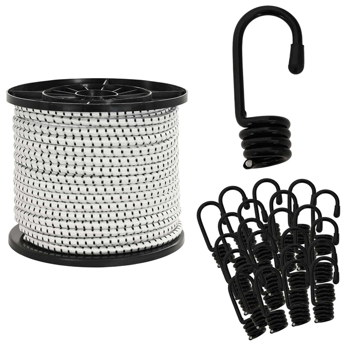 Cords bungee cu cârlige 8 mm Negru și Alb PP și cauciuc WALTI