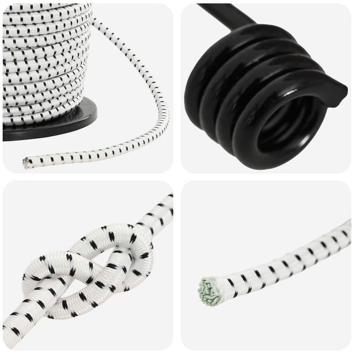 Cords bungee cu cârlige 10 mm Negru și Alb PP și cauciuc WALTI