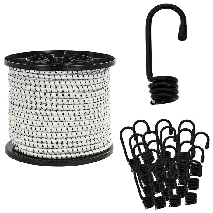 Cords bungee cu cârlige 10 mm Negru și Alb PP și cauciuc WALTI