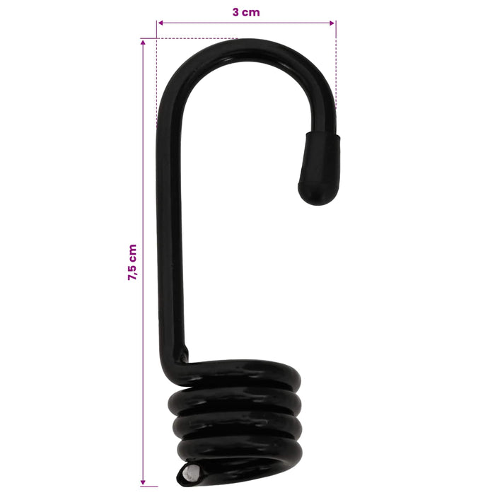 Cords bungee cu cârlige 10 mm 50 m Negru și Alb PP și cauciuc WALTI