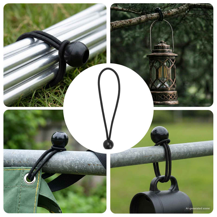 Corde Bungee cu Bile 24 buc. Negru 4 mm x 22 cm Polipropilenă WALTI