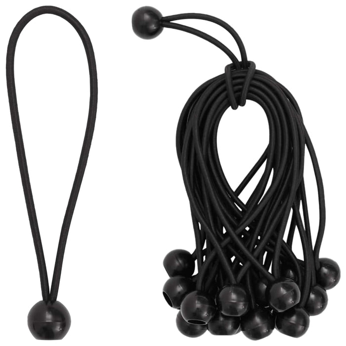Corde Bungee cu Bile 100 buc. Negru 4 mm x 22 cm Polipropilenă WALTI