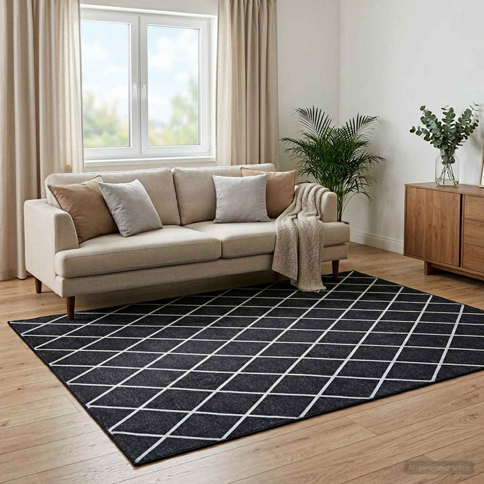 Covor ORIZ Model cu diamante negre 240 x 240 cm 100% Polyester WALTI