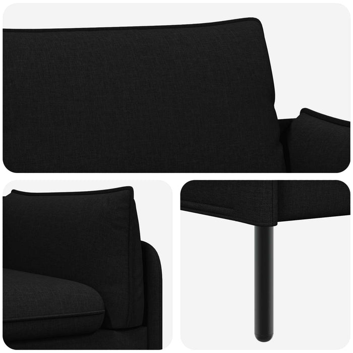 Canapea cu 2 locuri Negru 188 x 81 x 89 cm Țesătură WALTI