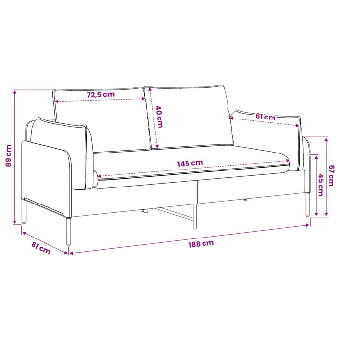Canapea cu 2 locuri 2-Locuri albastru 188 x 81 x 89 cm Catifea WALTI