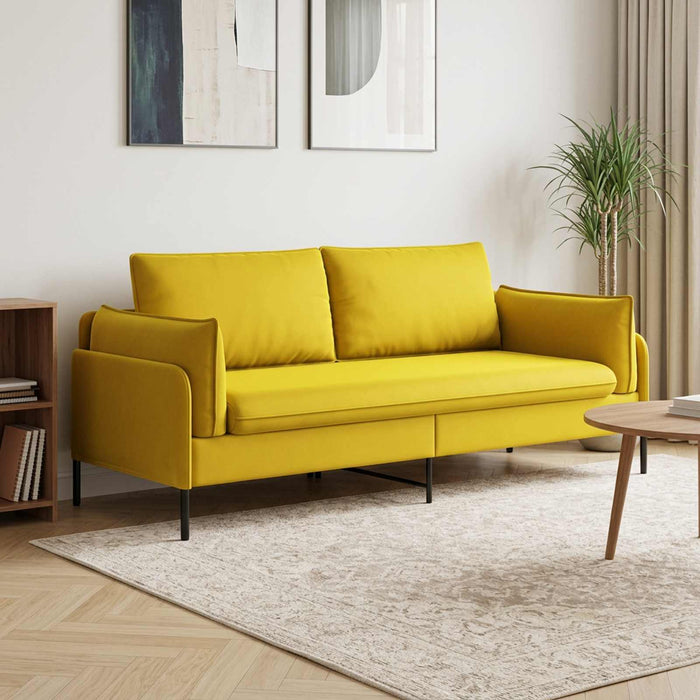 Sofa cu 3 locuri 3-Locuri Galben 222 x 81 x 89 cm Catifea WALTI