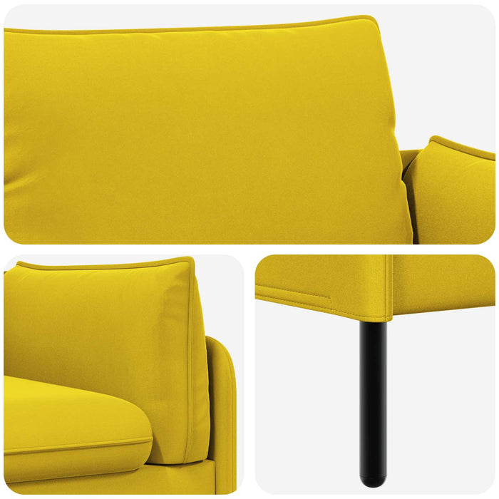 Sofa cu 3 locuri 3-Locuri Galben 222 x 81 x 89 cm Catifea WALTI