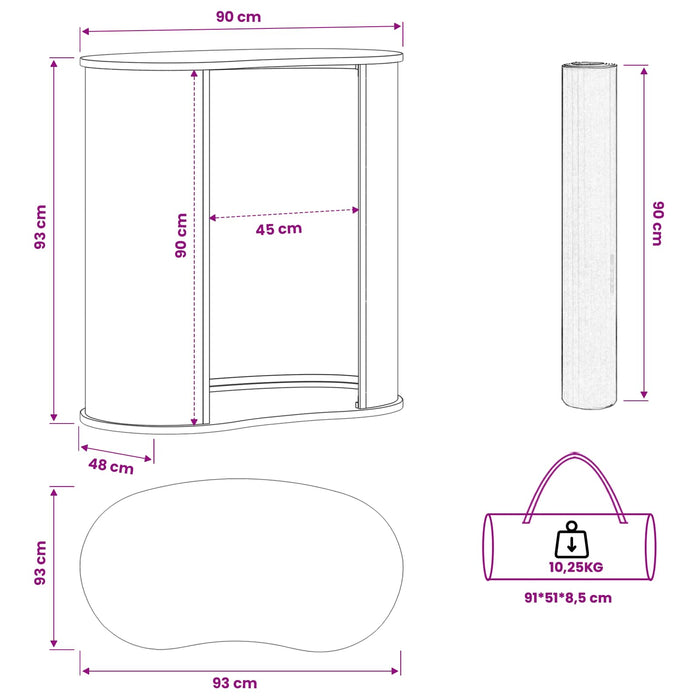 Stand expozițional Maro deschis și alb 90 x 48 x 93 cm WALTI