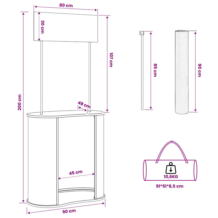Stand expozițional Maro deschis și alb 90 x 48 x 200 cm WALTI