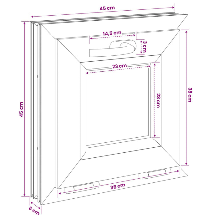Fereastră de subsol culoare internă albă RISOR 45 x 45 cm WALTI