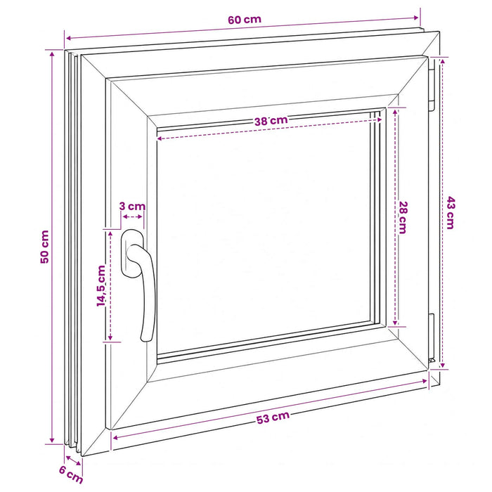 Fereastră pentru subsol RISOR 60 x 50 cm PVC și Sticlă - WALTI WALTI