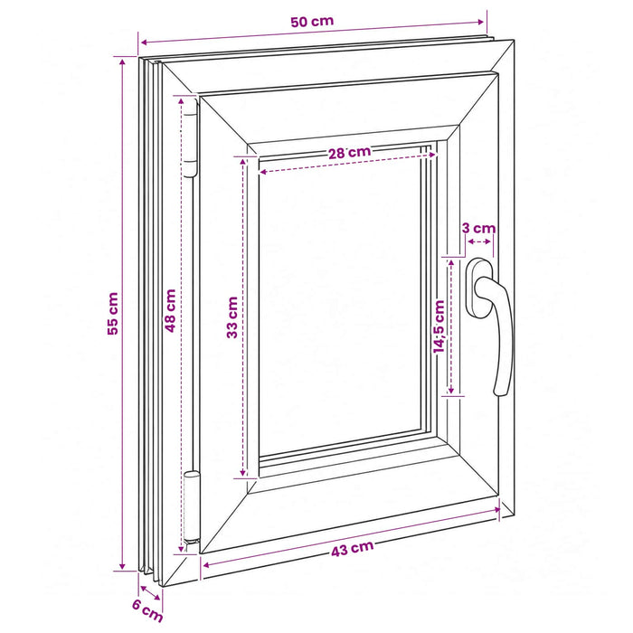 Fereastră pentru subsol RISOR 50 x 55 cm PVC și Sticlă - WALTI WALTI