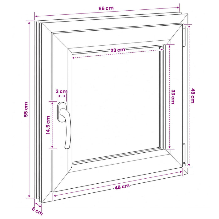 Fereastră pentru subsol RISOR 55 x 55 cm PVC și Sticlă - WALTI WALTI