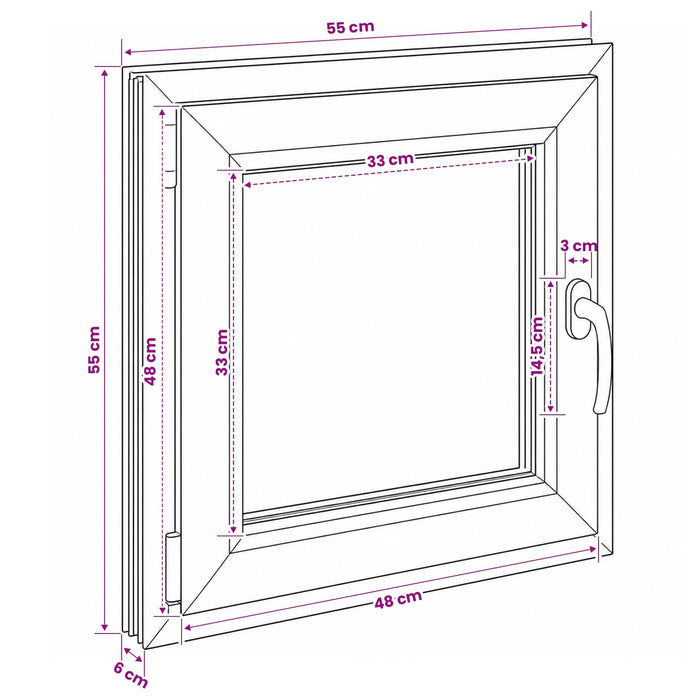 Fereastră pentru subsol RISOR 55 x 55 cm PVC și Sticlă - WALTI WALTI
