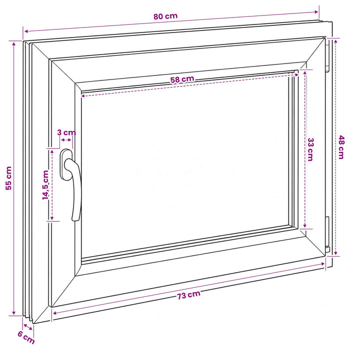 Fereastră pentru subsol RISOR 80 x 55 cm PVC și Sticlă WALTI