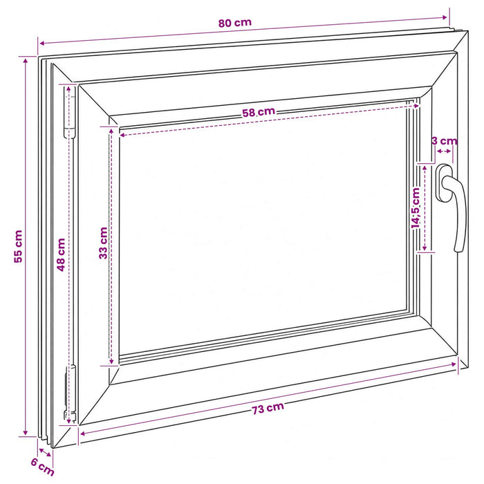 Fereastră pentru subsol RISOR 80 x 55 cm PVC și Sticlă WALTI