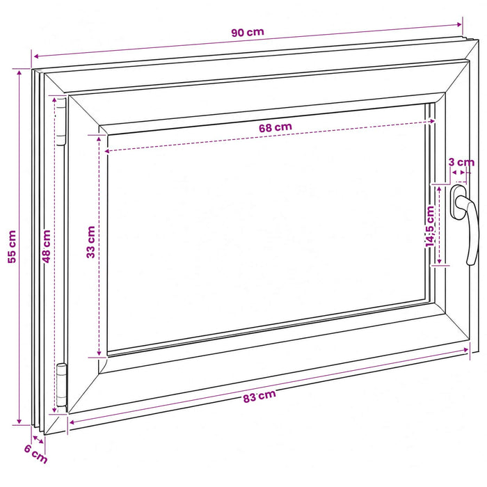 Fereastră pentru subsol RISOR 90 x 55 cm PVC și Sticlă WALTI